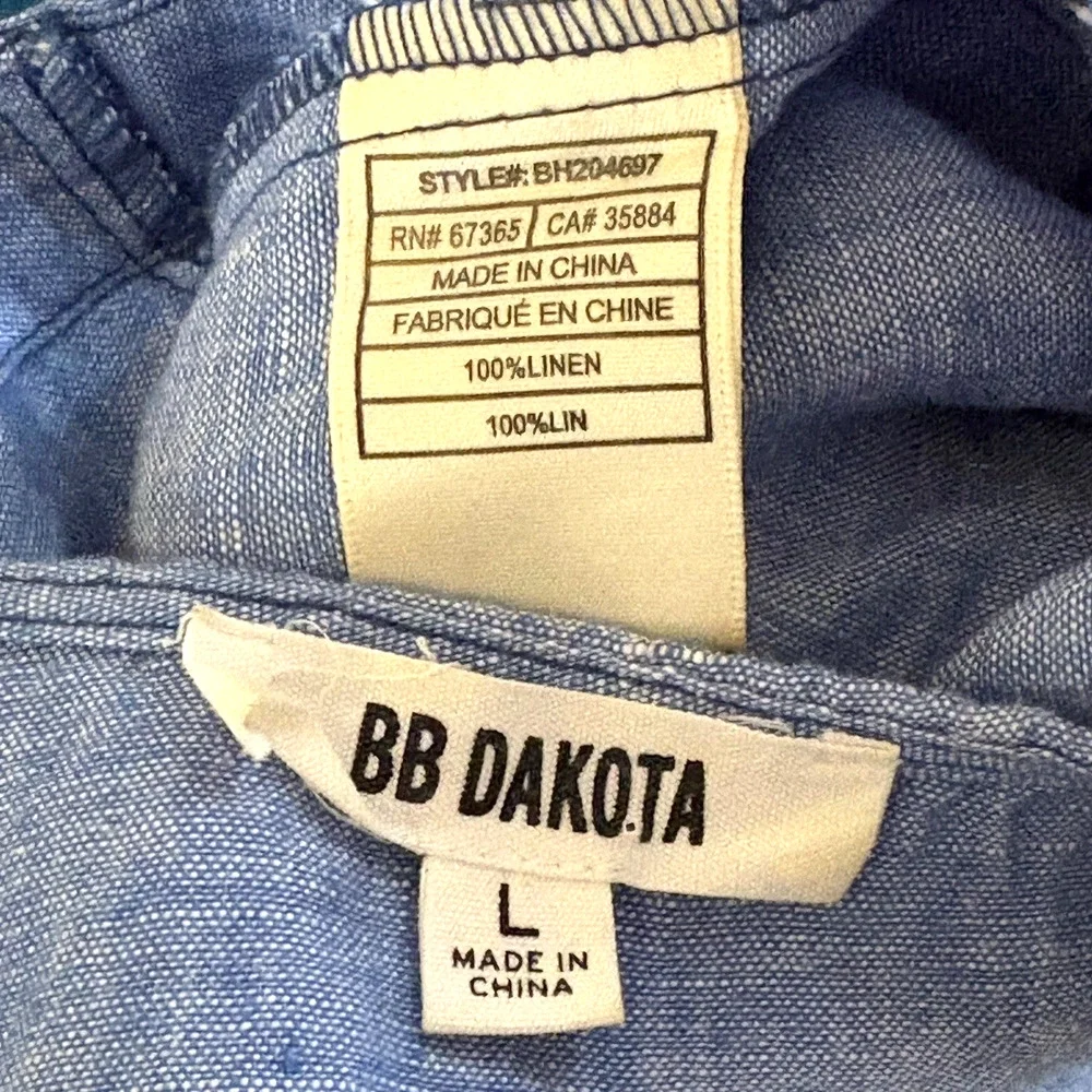 BB Dakota Linen Petal Back Cropped Tank Shell Blue Summer Tamala Jrs Large